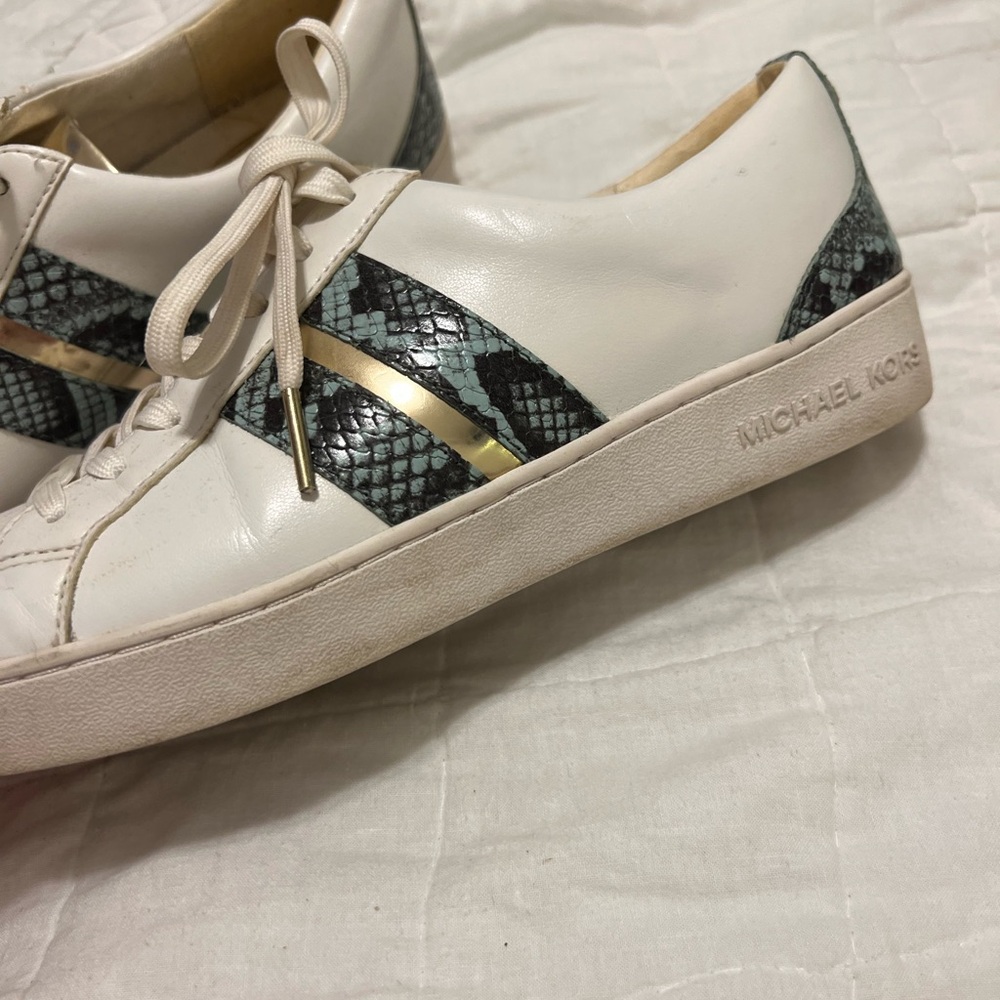 Michael Kors White and Gold Sneakers with Sleek Design